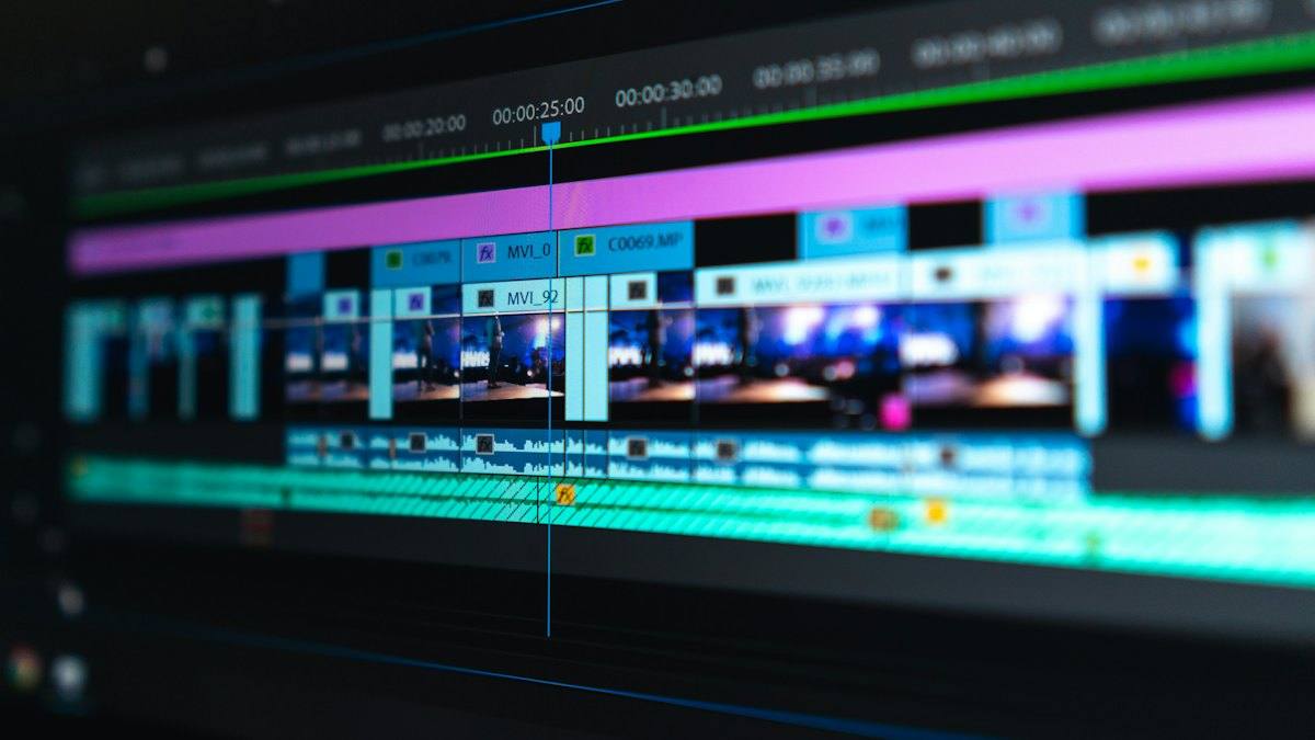 Video editing timeline on a monitor